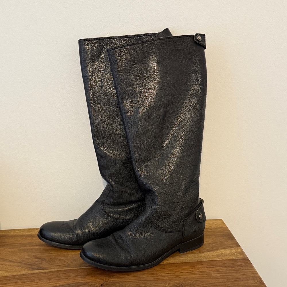 Frye black zip button riding boots SZ 8